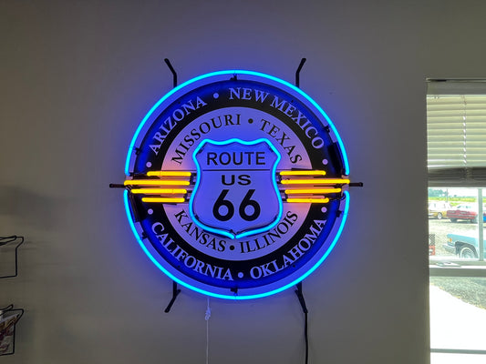 Rt 66 neon sign-round