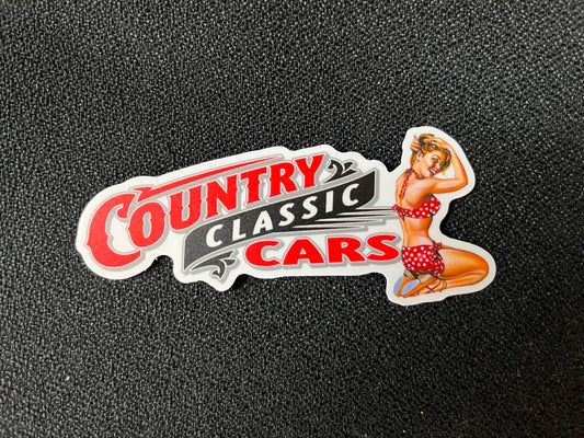 Country Classic Cars decal - Red polka dot